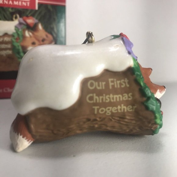 Hallmark Keepsake Ornament Our First Christmas Together 1990 Fox Couple Vintage - Picture 4 of 12